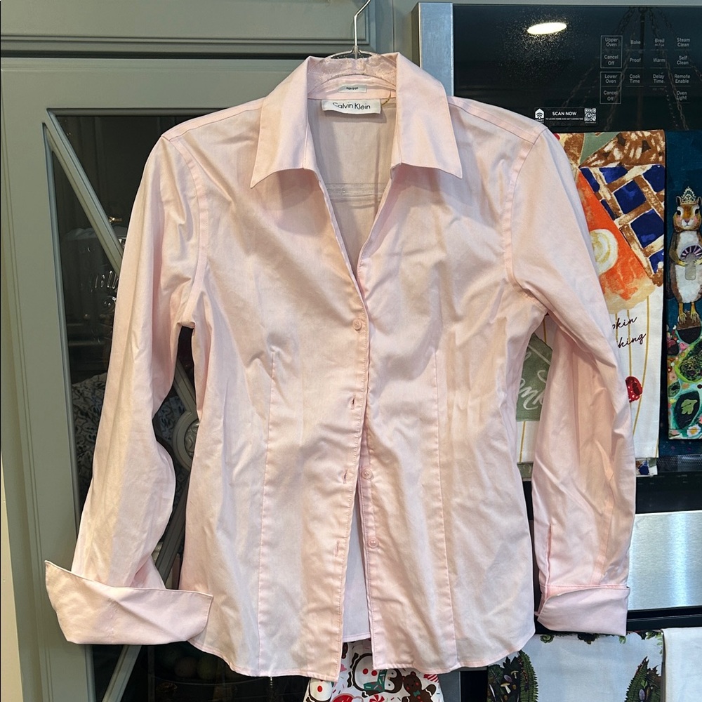 Calvin Klein Pink Cotton Button Up Shirt Blouse 4